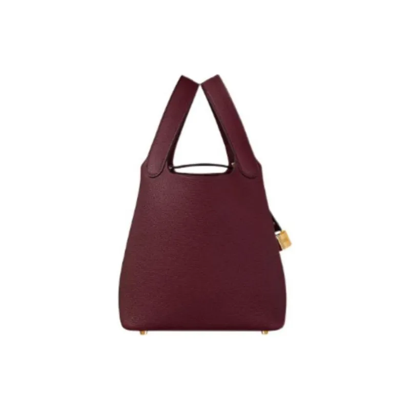 HERMES Picotin Maurice Bullock Leather Basket Bag Handbag Bucket Bag Women's 57 Bordeaux Red-1