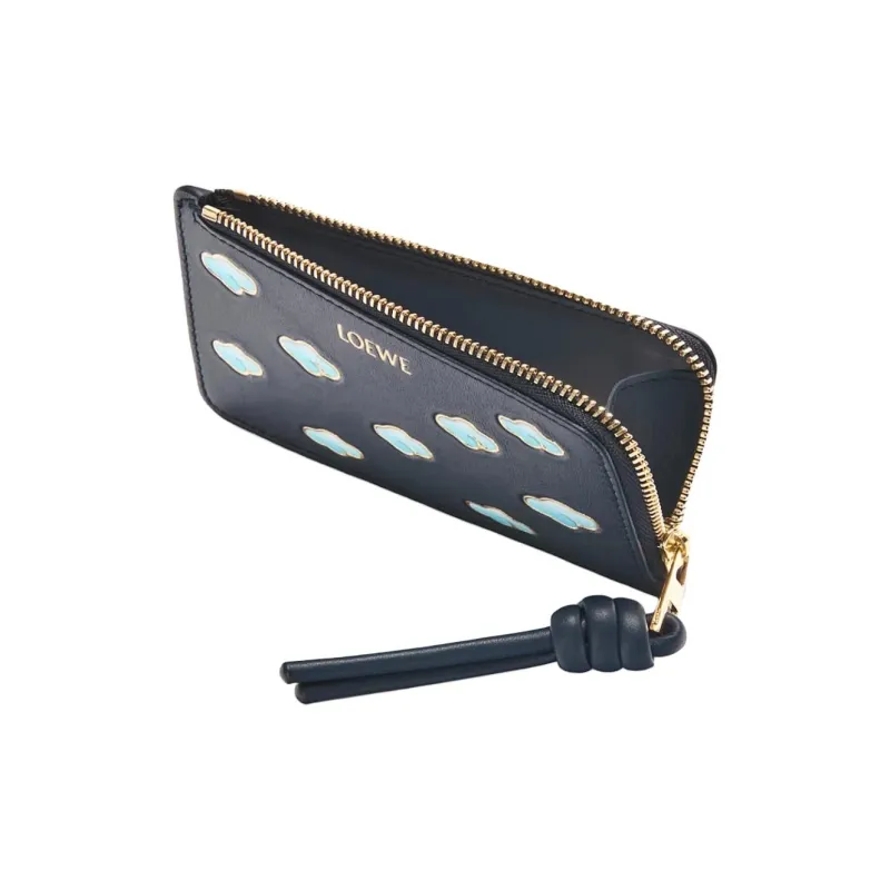 LOEWE Cow Leather Card Holder Women's Blue-2
