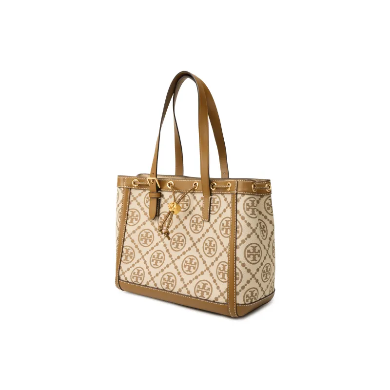 TORY BURCH T Monogram Leather Tote Bag Shopping Bag Shoulder Bag Handbag Small Size Women's Brown-1
