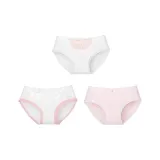 B Set-White Base Bib+White Bowknot+Pink Lace[3-Pack Soft Cotton]