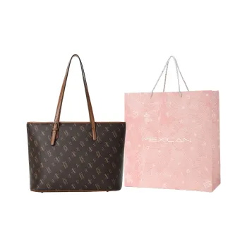 MEXICAN Polyvinyl Chloride Leather Tote Bag Shopping Bag Shoulder Bag Regular Women's Dark Brown/Beige Apricot