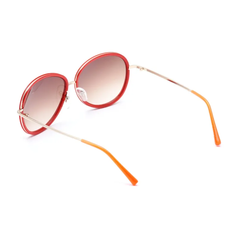 Lancaster Metal Irregular Shape Sunglasses Women's Red-2