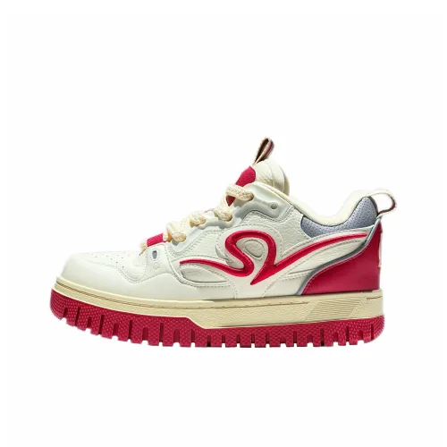 ANTA SNEAKERVERSE ATSV 3STEPS Anti Slip Wear Resistant Mid Top Skateboard Shoes Men's White Red