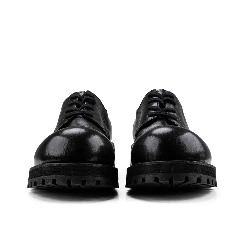 HANQIAORIJI Black Blood Series Wear Resistant Height Increasing Low Top Casual Shoes Unisex Black-6
