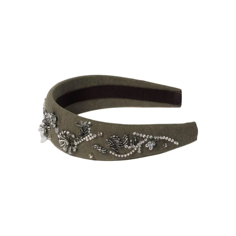 MIU MIU Cotton Headbands Unisex Olive Green-1