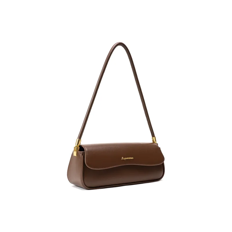 AQUASCUTUM Top Grain Cow Leather Baguette Bag Shoulder Bag Women's Caramel-1
