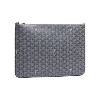 GOYARD SENAT Canvas With Leather Wallet Toiletry Bag Clutch Unisex Gray
