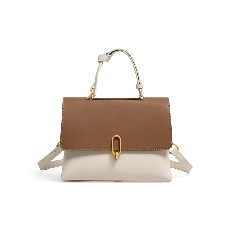 PT'SON Cow Leather Handbags Shoulder Bag Crossbody Bag Regular Women's White & Coffee-3