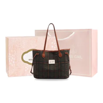 MISS GAIL Synthetic Leather Tote Bag, Shopping Bag, Shoulder Bag Regular Large Size Women's Green