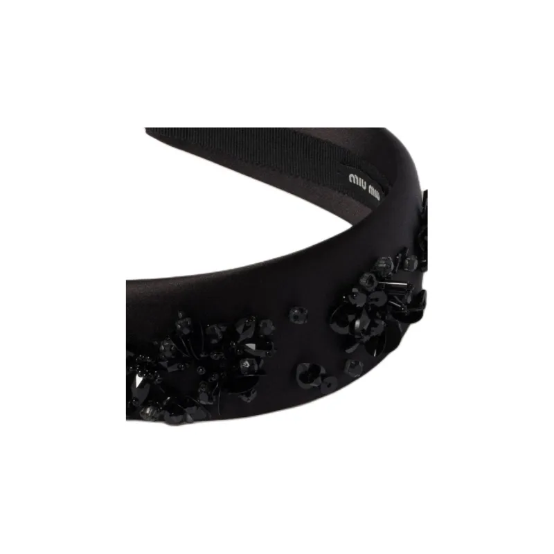 MIU MIU Silk Headbands Women's Black-2