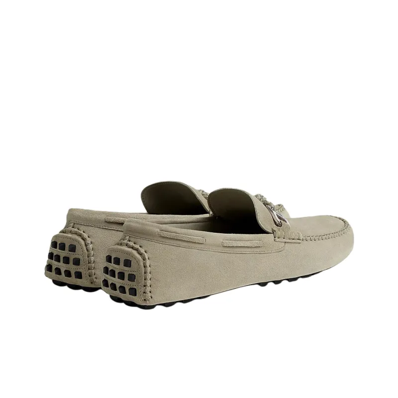 HERMES Alessandro Gommino Loafers Men's Beige-3