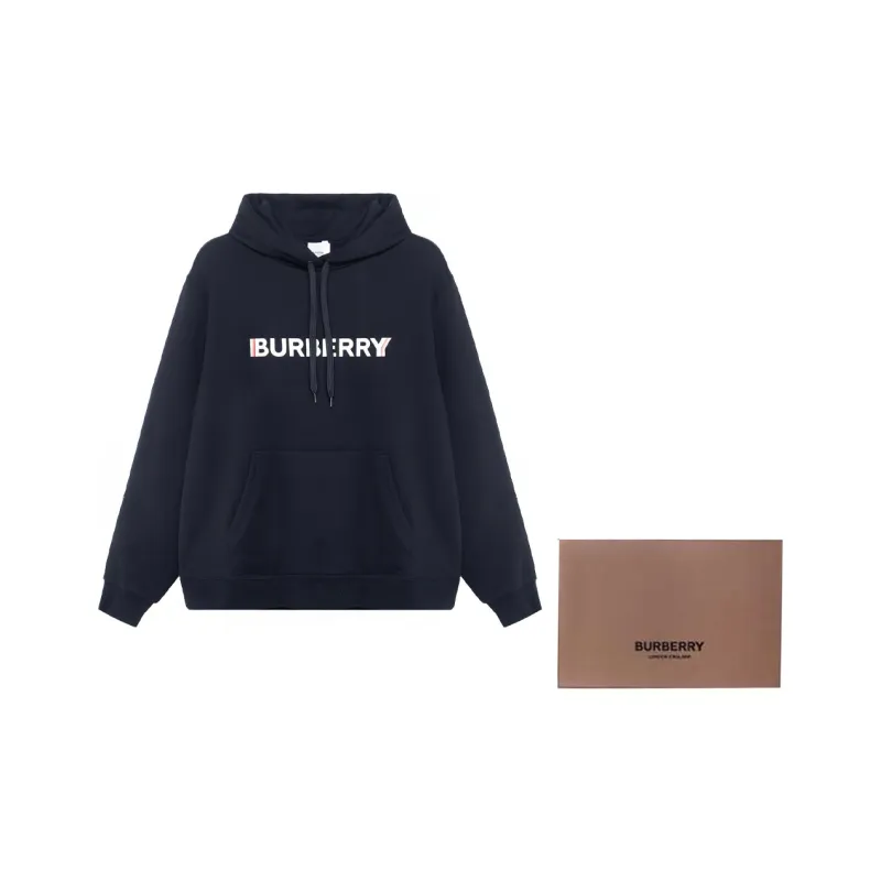 Burberry Women's Logo Print Hooded Sweatshirt Black-8