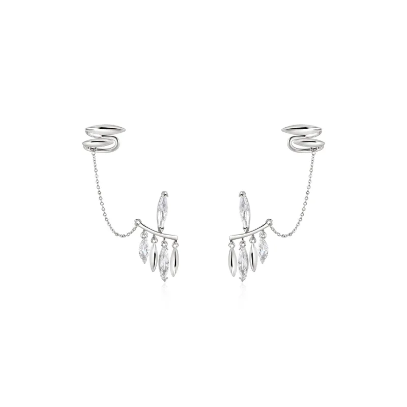 BOONEE ALUS Synthetic Cubic Zirconia Clip On Earrings Women's-0