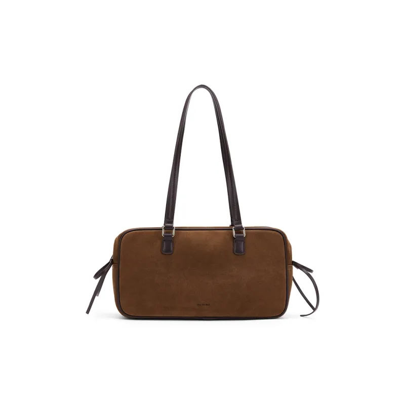 MCMIKO Cow Leather Patchwork With Artificial Leather Shoulder Bag Women's Suede Khaki-1