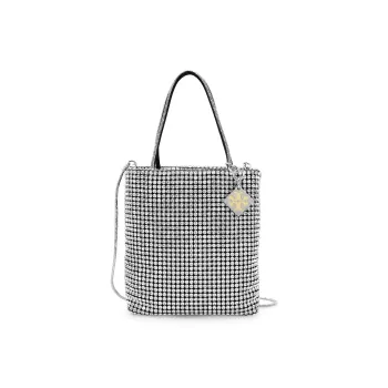TORY BURCH Night Owl Crystal Embellished Mini Tote Silver