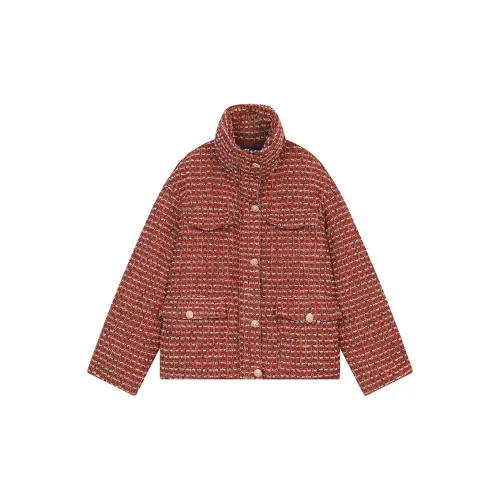 ELF SACK Down Jacket Women's Red Checkered