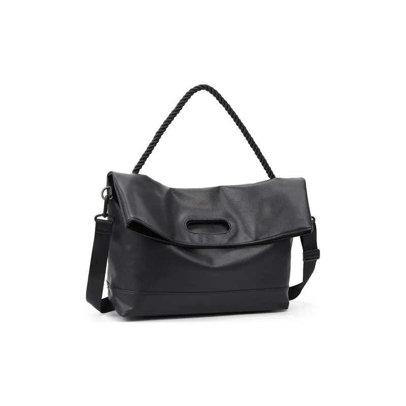 TAKI PU Versatile Commute Travel Shoulder Bag, Crossbody Bag, Handbag Regular Unisex Brown/Black-1
