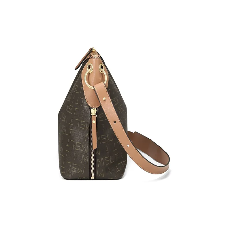 MashaLanti PVC Crossbody Bag, Shoulder Bag Regular Women's Coffee & Tea Brown-4