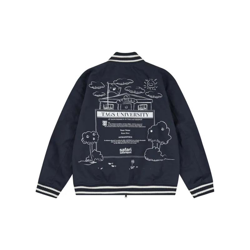 Safarispot ROUX BASE UNIFORM TEAM REVERSIBLE VARSITY Baseball Jacket Unisex NAVY/Marine Blue-3