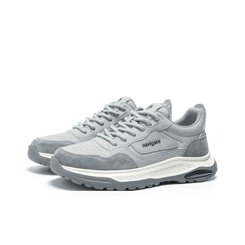 NAVIGARE Small Sailboats Height Increasing Low Top Casual Shoes Men's Light Gray-4