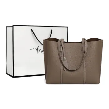 MILLIE'S Cow Leather Portable Underarm Shoulder Bag, Tote Bag, Shopping Bag Regular Women's Elephant Gray