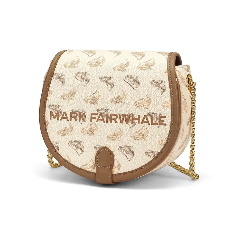 FAIRWHALE PVC Shoulder Bag, Crossbody Bag Tubas Women's Ecru/Dark Coffee-1