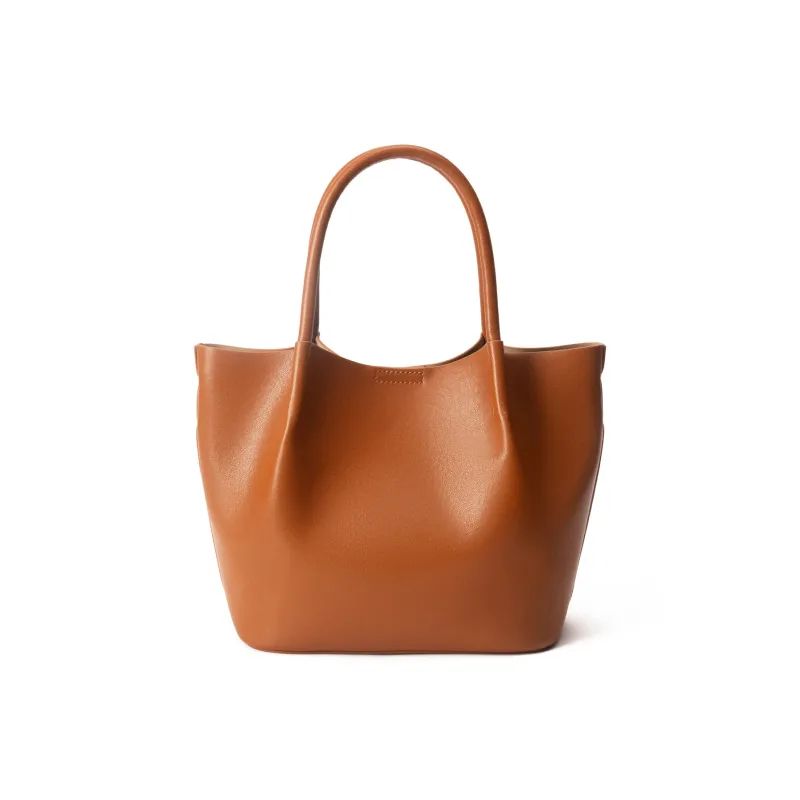 AQUASCUTUM Top Grain Cow Leather Tote Bag, Shoulder Bag, Handbag Women's Brown-3