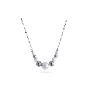 ANARTXY Pearl Steel Ball Necklaces Women's Silver/Gold