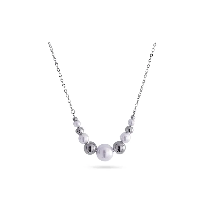 ANARTXY Pearl Steel Ball Necklaces Women's Silver/Gold-0