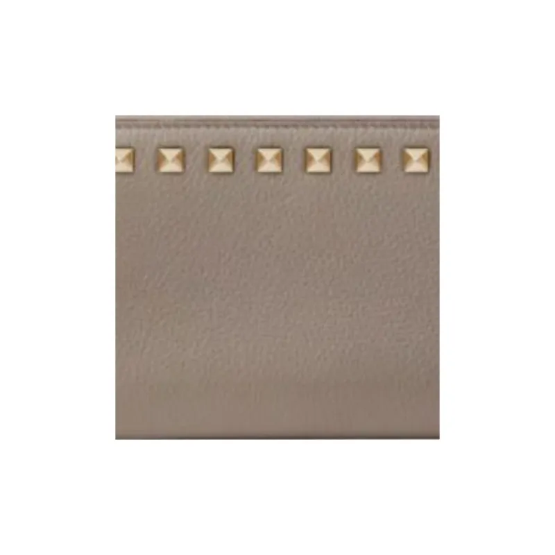 Valentino Rockstud Grain Calfskin Wallet Women's Dove Gray-4