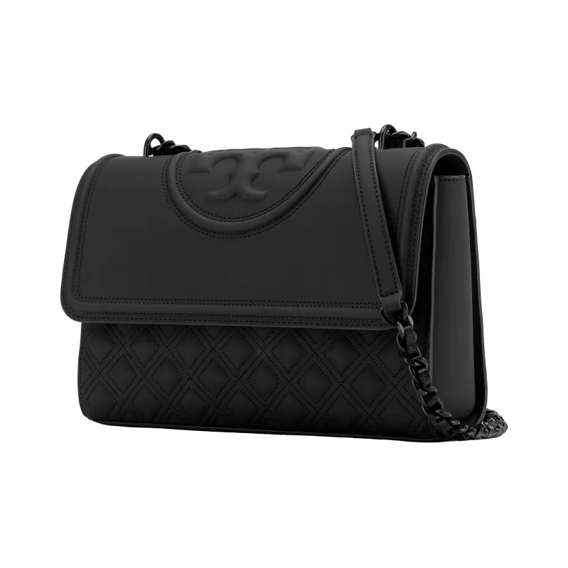 TORY BURCH Fleming Rubber With PU Handbag, Crossbody Bag Regular Women's Black-1