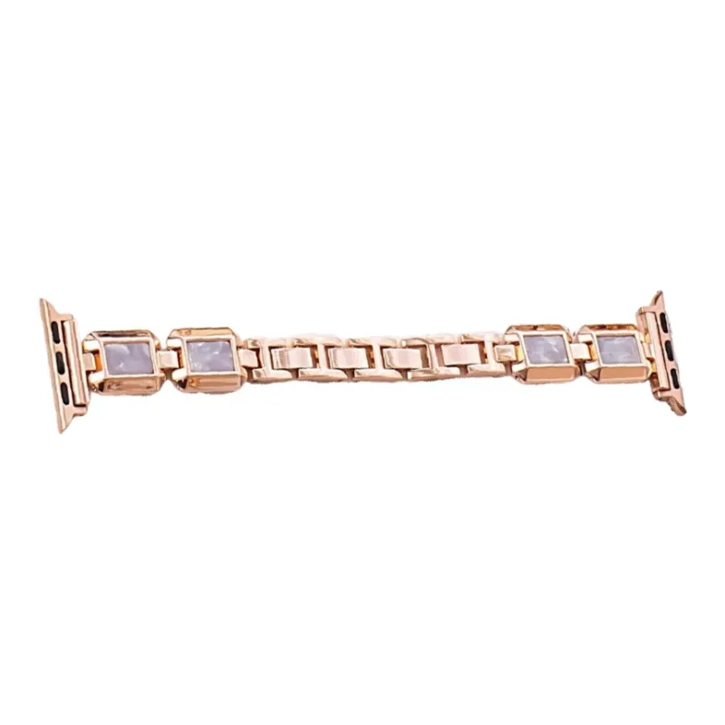 Warbler Dew Compatible With Apple Watch Apple Watch Band S9/S8/SE/7/6/5/4/3 Gold Alloy Block Silicone Strap-8