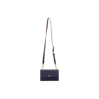 TORY BURCH T Monogram Leather Shoulder Bag Crossbody Bag Mini Women's Dark Blue