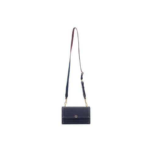 TORY BURCH T Monogram Leather Shoulder Bag Crossbody Bag Mini Women's Dark Blue