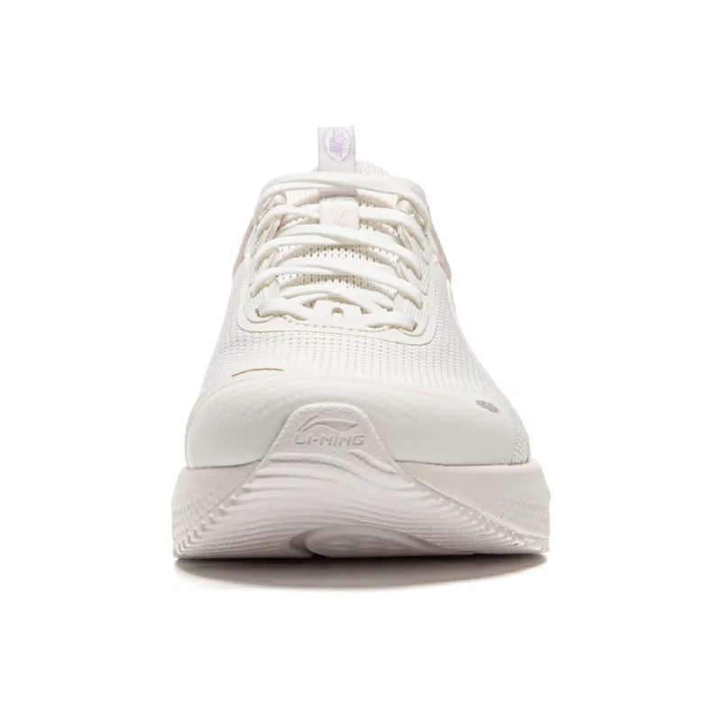 LiNing Cushioned Anti Slip And Wear Resistant Lightweight Low Top Running Shoes Women's White Orange-4
