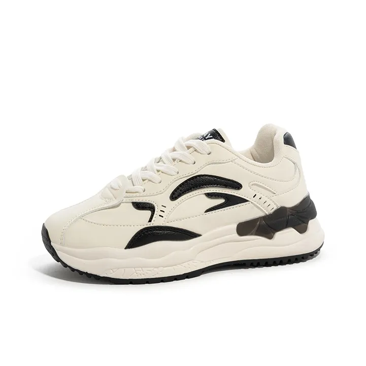BABAYA KIDS Anti Slip Wear Resistant Low Top Chunky Sneakers Women's White Black-1