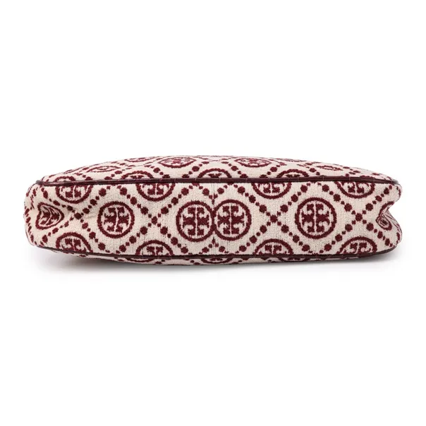TORY BURCH T Monogram Chenille Studio Shoulder Bag Claret/New Cream-3