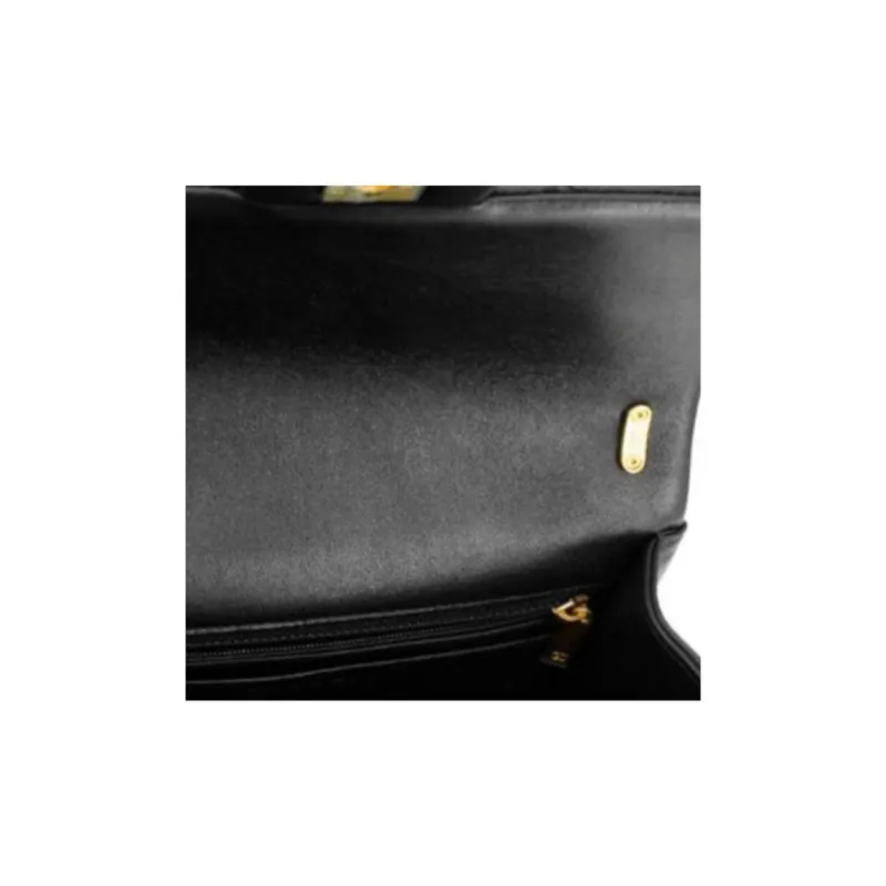 CHANEL Pearlescent Lambskin Flap Bag, Crossbody Bag, Shoulder Bag Mini Women's Black-4