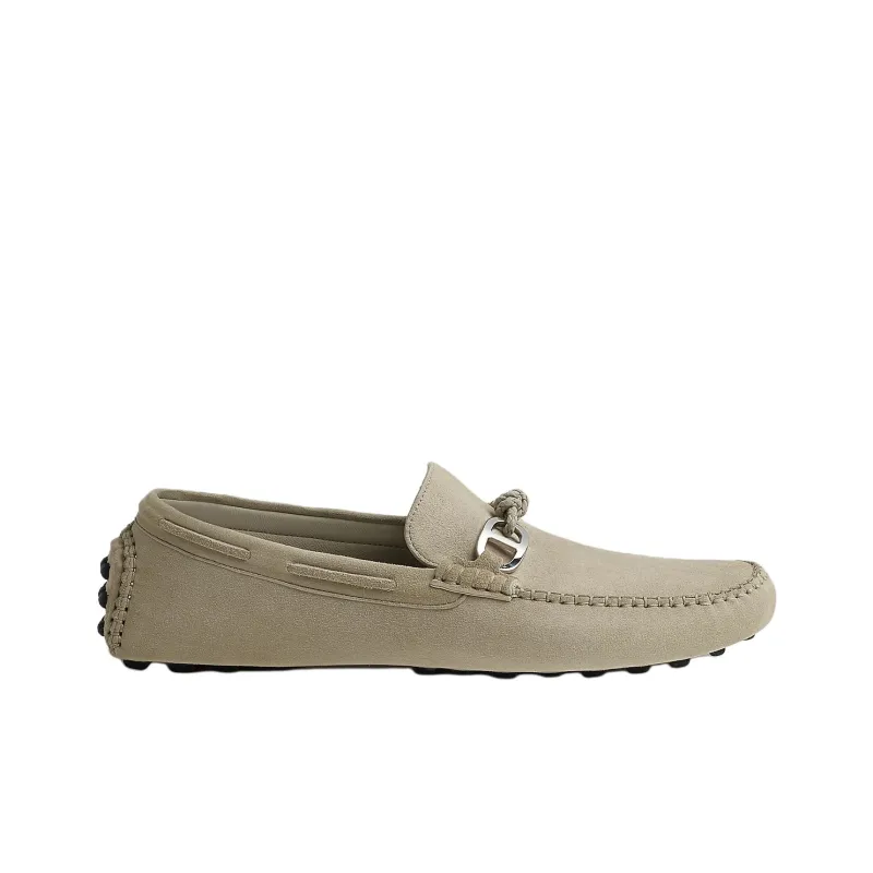 HERMES Alessandro Gommino Loafers Men's Beige-1