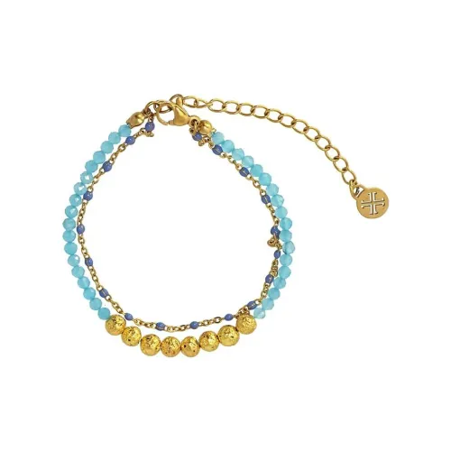 ANARTXY Gold Enamel Steel Glass Bracelets Women's Gold/Blue