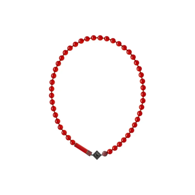 Emporio Armani Tamara Necklace In 18k Gold Carnelian And Sapphires-0