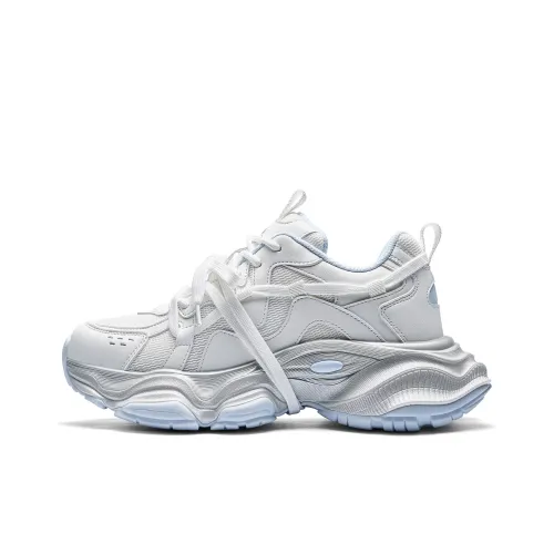 Kappa Back to Back Anti Slip Wear Resistant Low Top Chunky Sneakers Women's Classic White Iceberg Blue