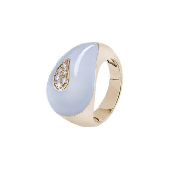 EMPORIO ARMANI Josephine Ring In 18k Gold Chalcedony And Diamonds