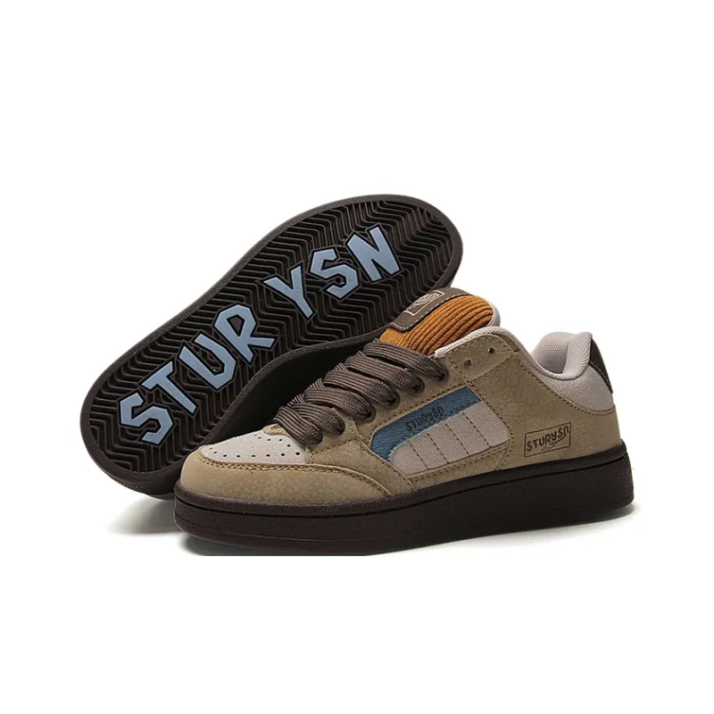 STUR YSN Wear resistant And Lightweight Low Top Skateboard Shoes Unisex Brown White Blue-6