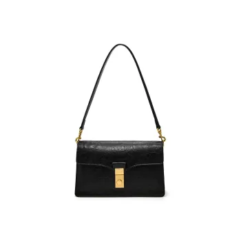 Simedin Cow Split Leather Shoulder Bag Small Size Women's Coffee/Deep Black