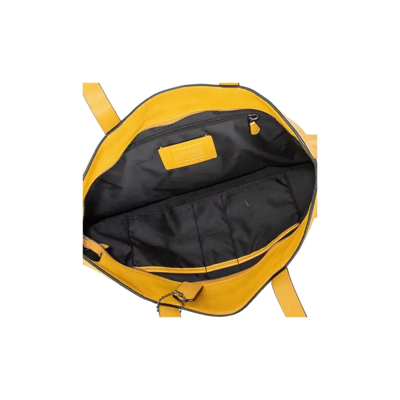 COACH Metropolitan Leather Crossbody Bag One Shoulder Computer Tote Handbag Large Size Women's Light Yellow-3