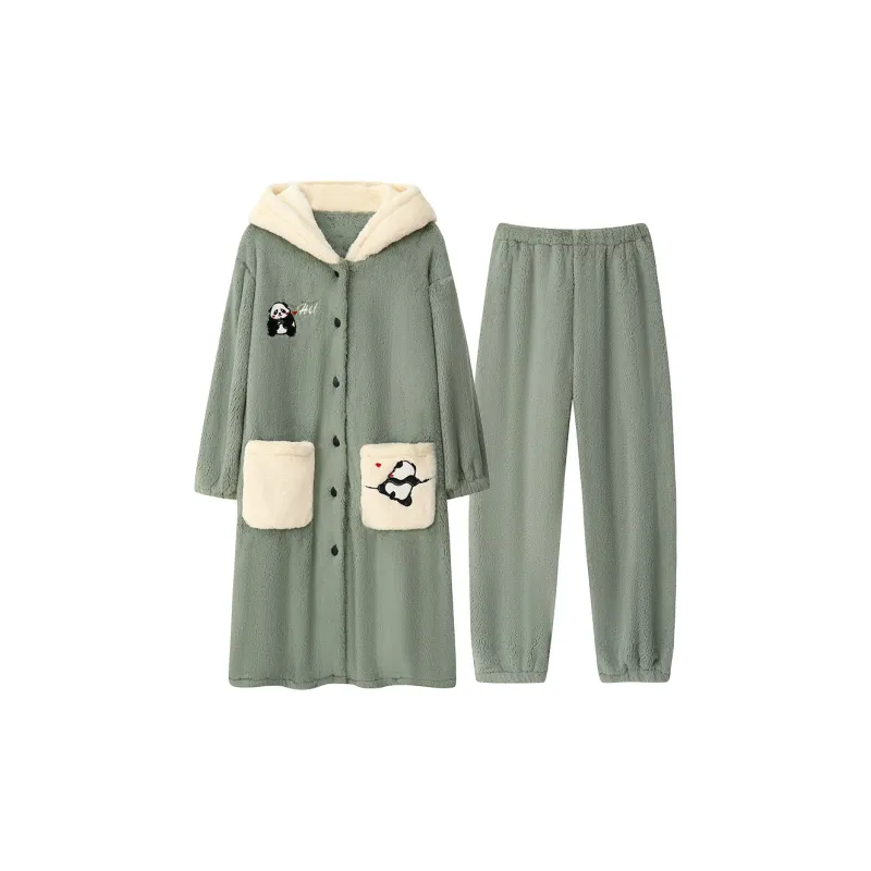 XIAFENYAN Pajama Set Women's Green-0