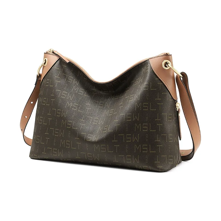 MashaLanti PVC Crossbody Bag, Shoulder Bag Regular Women's Coffee & Tea Brown-3