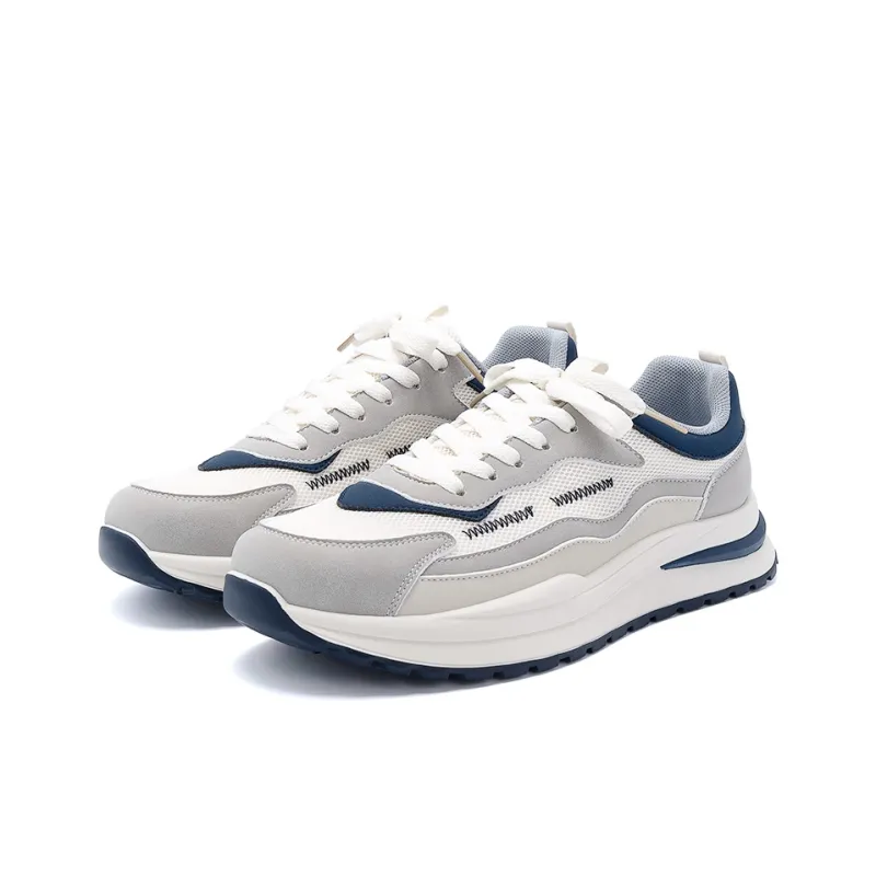 HUANQIU Cushioned Wear-Resistant Moisture-Wicking Lightweight Low-Top Casual Shoes Men's Beige Blue-1