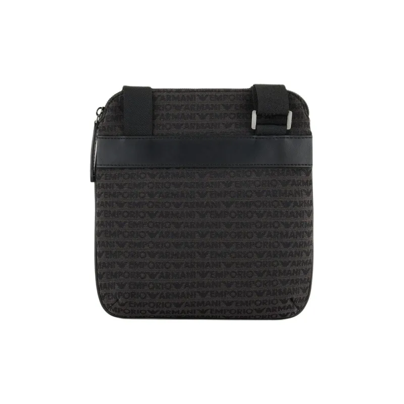 EMPORIO ARMANI All Over Lettering Jacquard Flat Shoulder Bag-2